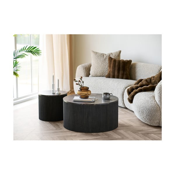 Okrągły stolik z blatem w dekorze marmuru ø 45 cm Rota – House Nordic-image-2