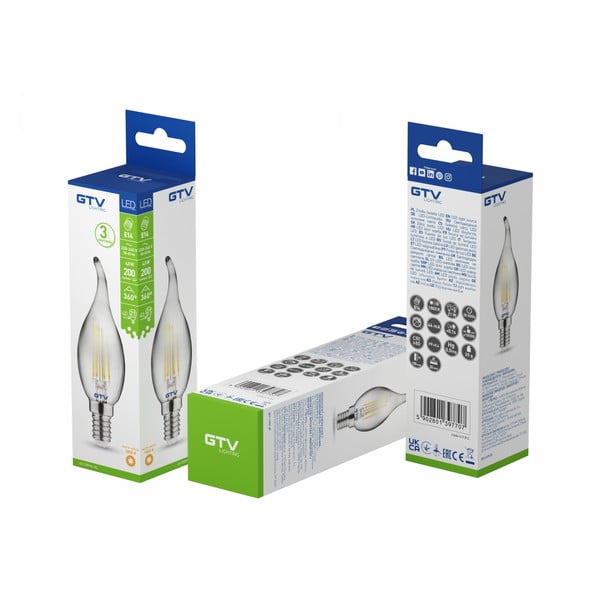 Żarówka filamentowa z ciepłym światłem z gwintem E14, 4 W – GTV-image-1