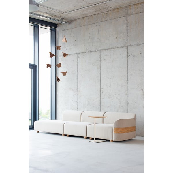 Jasnoszary moduł sofy (część środkowa) z wełny i lnu Hugg – Gazzda-image-1