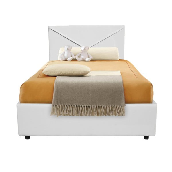 Białe łóżko jednoosobowe ze schowkiem 13Casa Mina, 95x205 cm