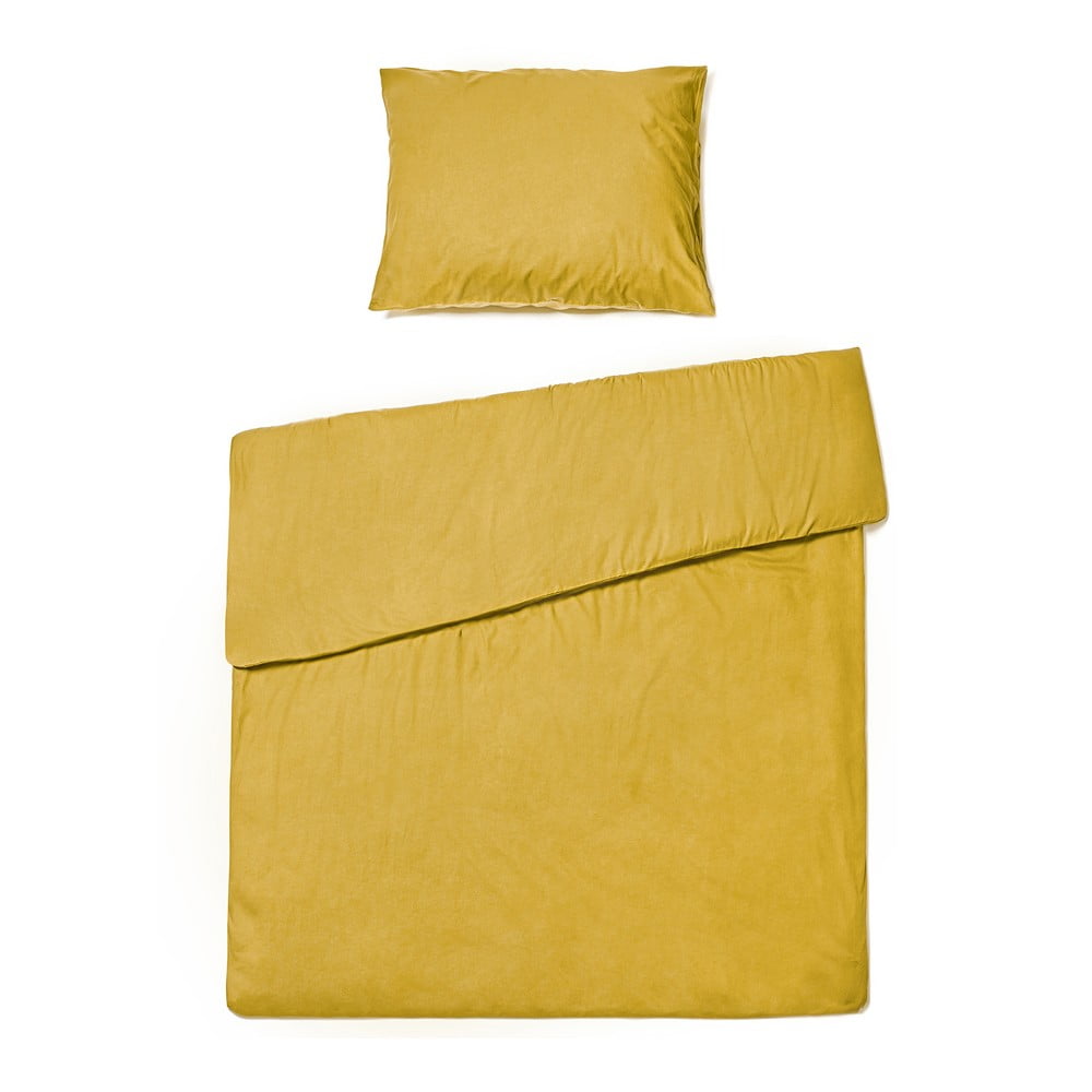 Musztardowożółta bawełniana pościel jednoosobowa Bonami Selection, 140x200 cm