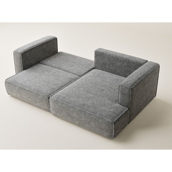 Szary rozkładany/ze schowkiem narożnik z tkaniny szenilowej (prawostronny/z szezlongiem) Velto – Maison de Rêve-image-3