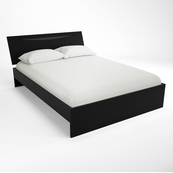 Czarne łóżko dwuosobowe Artemob Letty, 140x200 cm