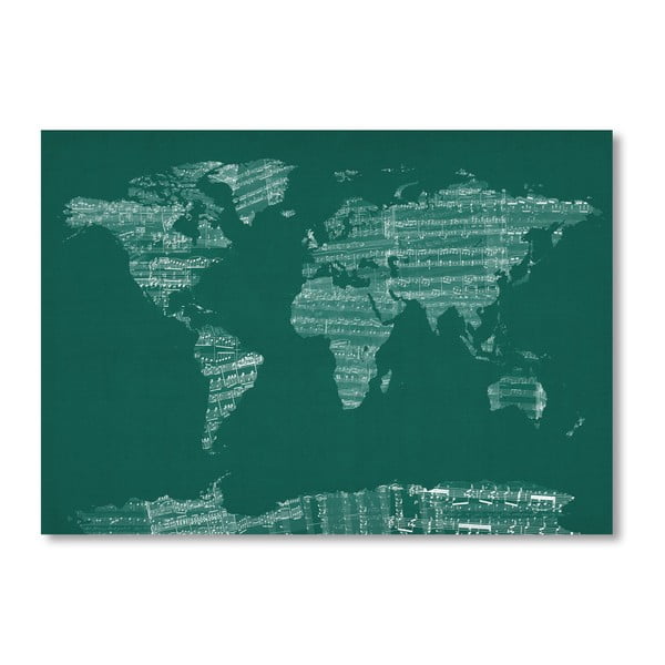 Zielony plakat z mapą świata Americanflat Earth, 60x42 cm