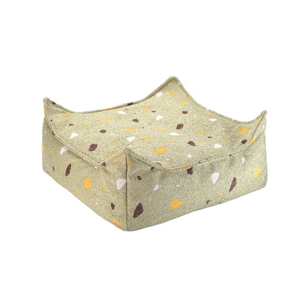 Zielony dziecięcy worek do siedzenia z materiału bouclé/z tkaniny szenilowej Terrazzo Square – Wigiwama