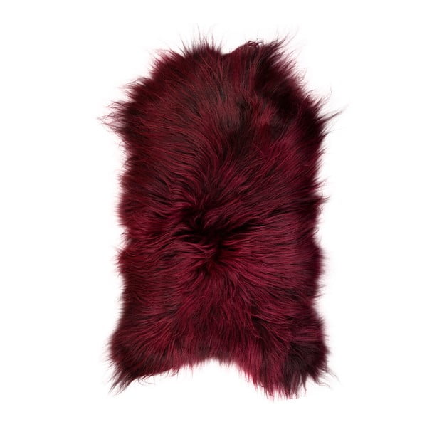 Ciemnoczerwonyfutrzany dywan z owczej skóry z długim włosiem Arctic Fur Ptelja, 90x60 cm