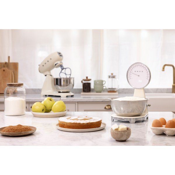 Kremowa plastikowa cyfrowa waga kuchenna – SMEG-image-1