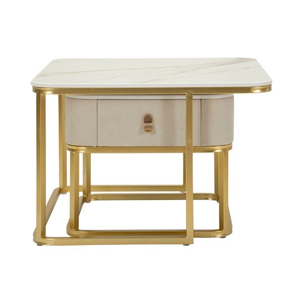 Stoliki w kremowo-złotym kolorze w dekorze marmuru zestaw 2 szt. 50x70 cm Beauty – Mauro Ferretti-image-2