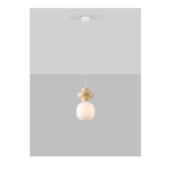 Biała/kremowa lampa wisząca ceramiczna ze szklanym kloszem ø 18 cm Clio – Nova Luce-image-4