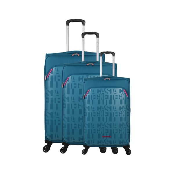 Zestaw 3 niebieskich walizek z 4 kółkami Lulucastagnette Bellatrice