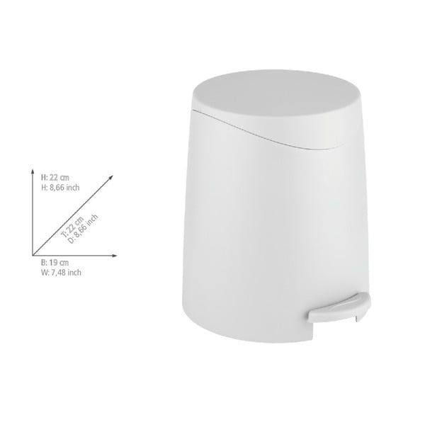 Biały plastikowy kosz na śmieci z pedałem 3 l Portes – Allstar-image-3