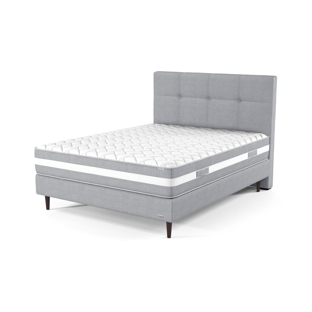 Szare łóżko boxspring z zagłówkiem i materacem z pianki Ted Lapidus Maison PÉRIDOT, 160x200 cm
