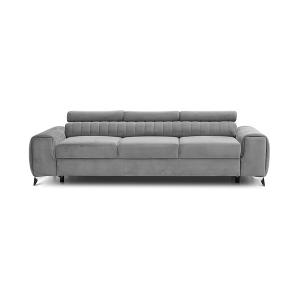Jasnoszara aksamitna rozkładana sofa 261 cm Laurence – ELTAP