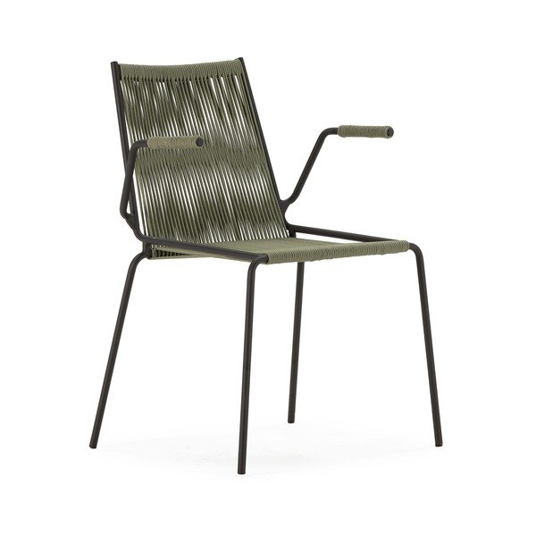 Zielone metalowe krzesła zestaw z podłokietnikami/sztaplowane 2 szt. Emily – Marckeric