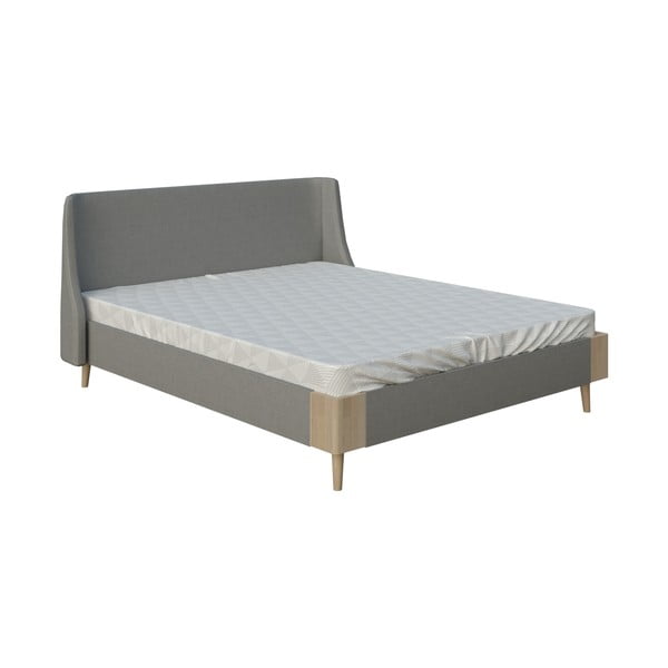 Szare łóżko dwuosobowe DlaSpania Lagom Side Soft, 180x200 cm