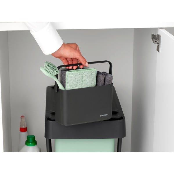 Ciemnoszary zestaw do mycia naczyń z plastiku z recyklingu SinkSide – Brabantia-image-4