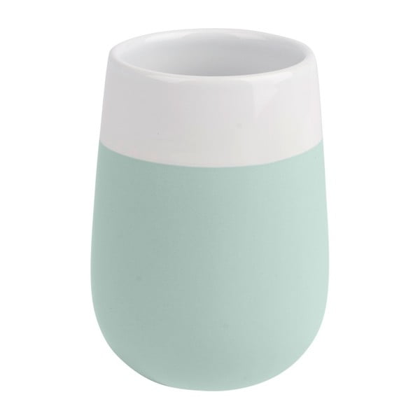 Zielono-biały kubek ceramiczny na szczoteczki do zębów Wenko Matta-image-1