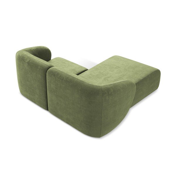 Zielony narożnik z tkaniny szenilowej (lewostronny/z szezlongiem) Lani – Makamii-image-3