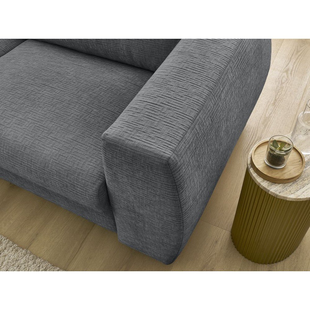 Ciemnoszara rozkładana sofa do spania z tkaniny szenilowej 220 cm Hugo – Bobochic Paris (zdjęcie 5)