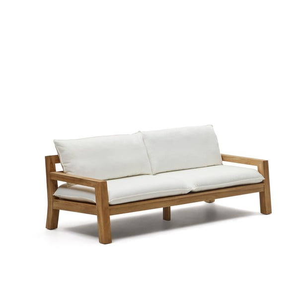 Biało-naturalna sofa ogrodowa z drewna tekowego Forcanera – Kave Home-image-2
