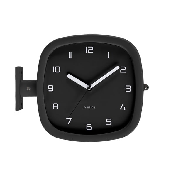 Czarny zegar ścienny Karlsson Slides, 29x24,5 cm