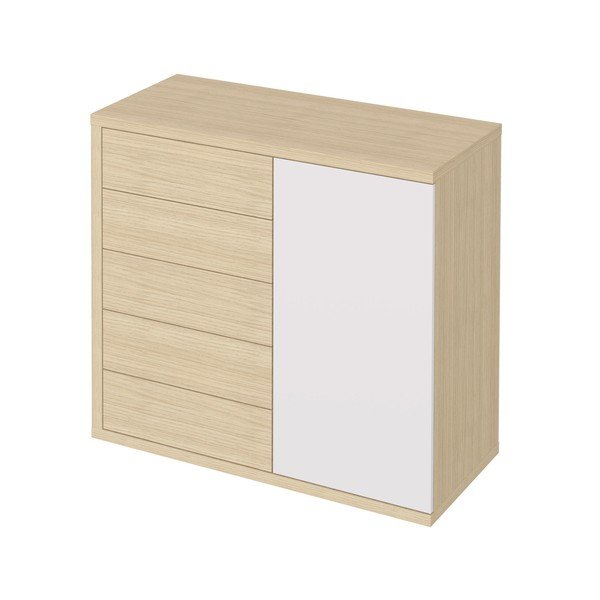 Biała niska szafa w dekorze dębu 113x113 cm Hugo – TemaHome-image-2