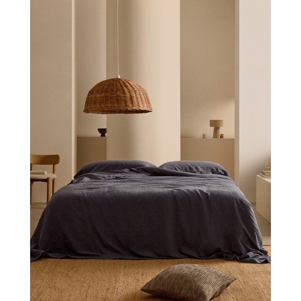 Szaroniebieska pościel dwuosobowa z mieszanki lnu 260x240 cm Simmel – Kave Home-image-3
