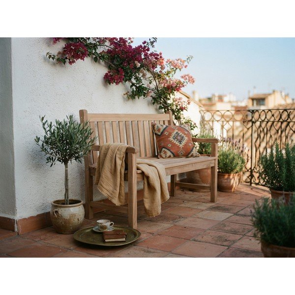Drewniana ławka ogrodowa w naturalnym kolorze Solo – Garden Pleasure-image-1