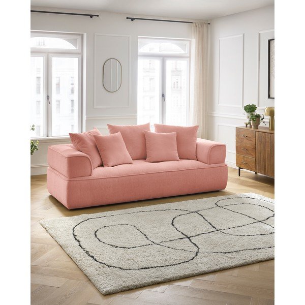 Różowa sofa z tkaniny szenilowej 237 cm Whesley – Bobochic Paris-image-1