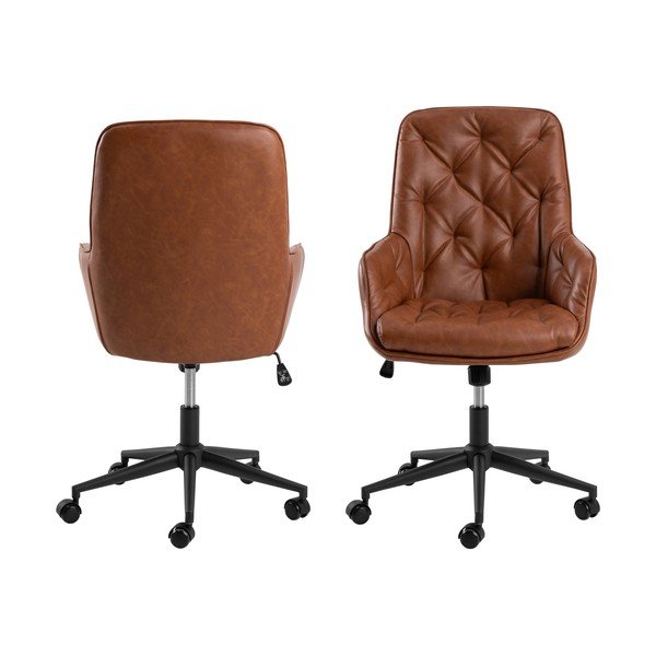 Koniakowe krzesło biurowe z imitacji skóry Erik – Actona-image-3