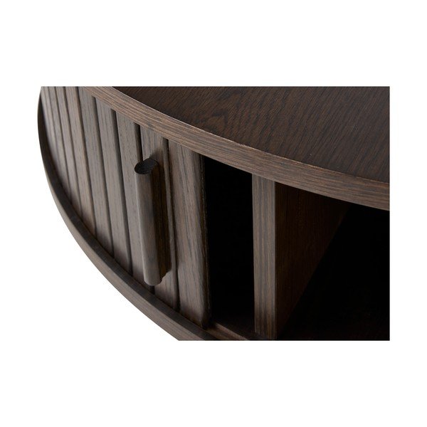 Okrągły stolik w dekorze dębu w ciemnym naturalnym kolorze ø 85 cm Meta – Unique Furniture-image-4