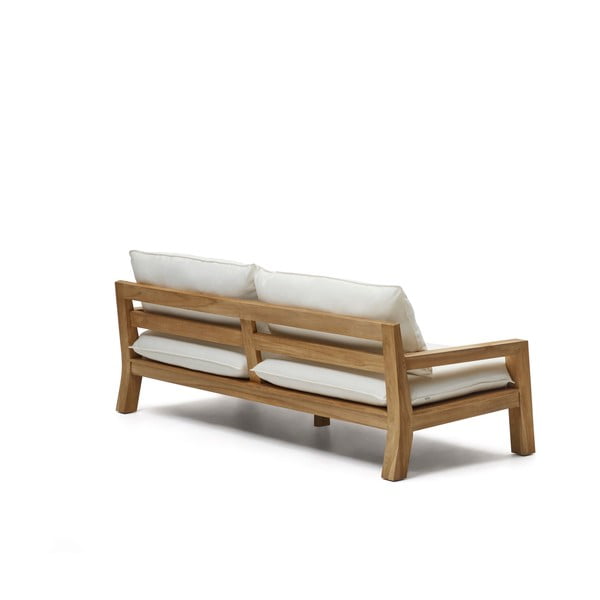 Biało-naturalna sofa ogrodowa z drewna tekowego Forcanera – Kave Home-image-3