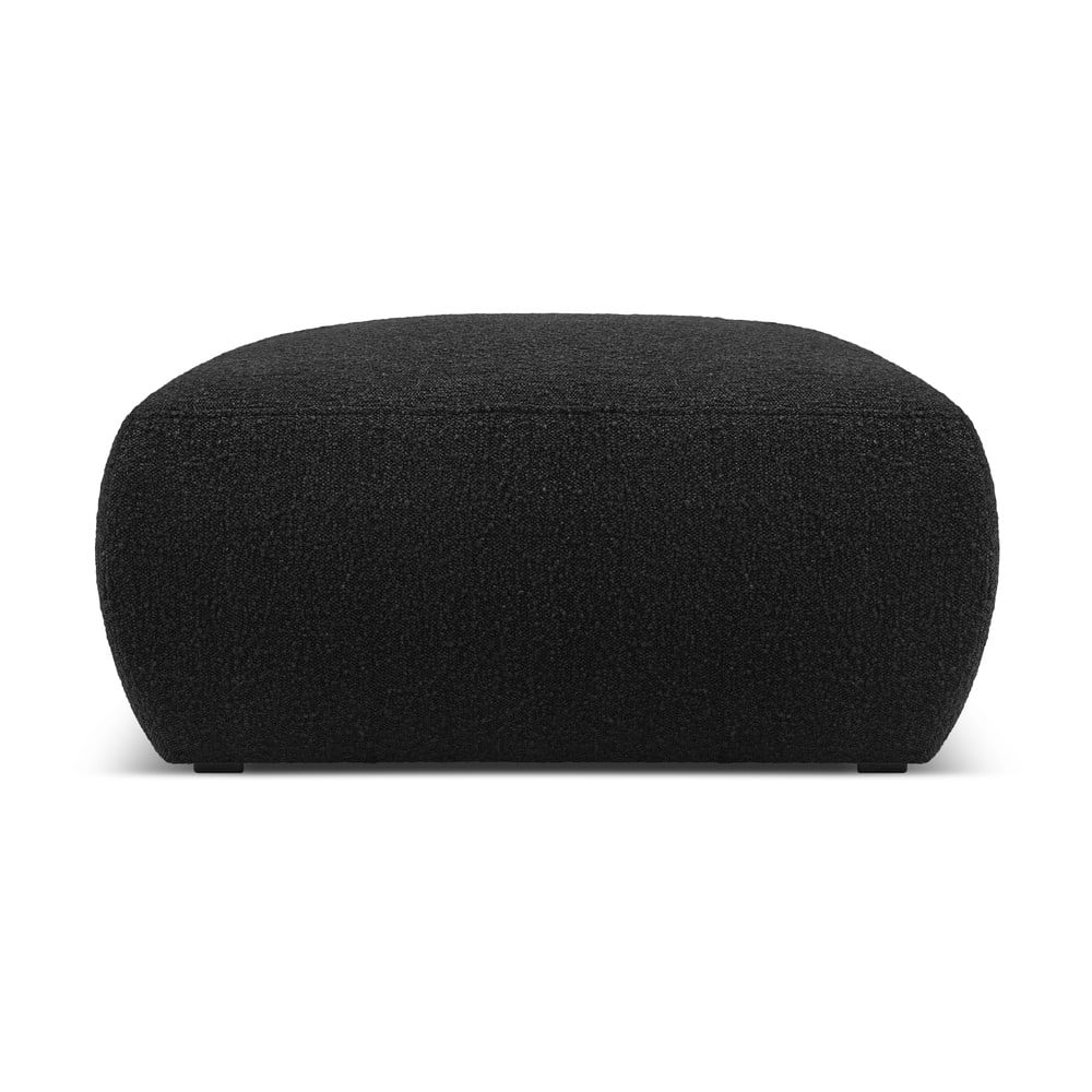 Czarny puf z materiału bouclé Molino – Micadoni Home