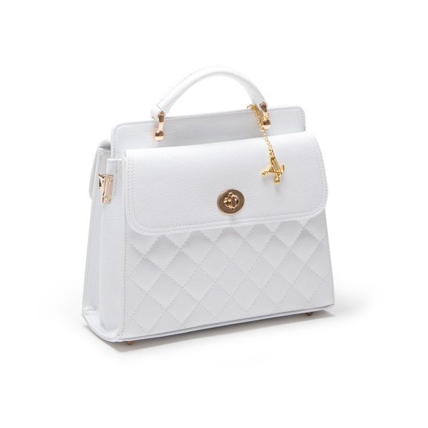 Torebka skórzana Quilted Bianco-image-3