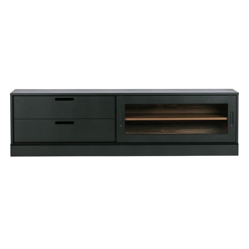 Czarna szafka pod TV z litego drewna sosnowego 180x50 cm James – WOOOD