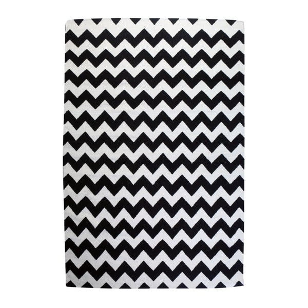 Dywan wełniany Geometry Zic Zac Black & White, 200x300 cm