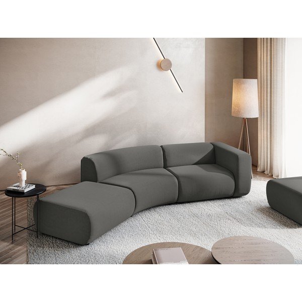 Szary aksamitny szezlong (lewostronny) Ekahi – Makamii-image-1