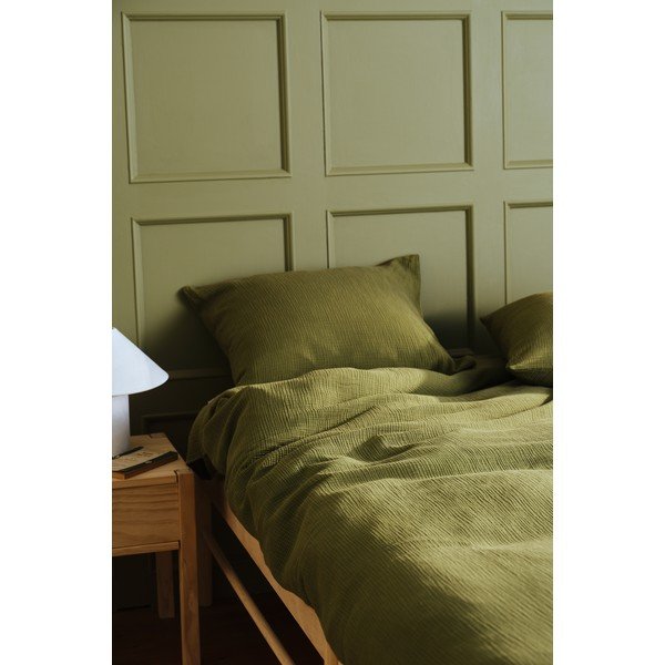 Pościel jednoosobowa muślinowa w kolorze khaki 140x200 cm Amilia – Jotex-image-1