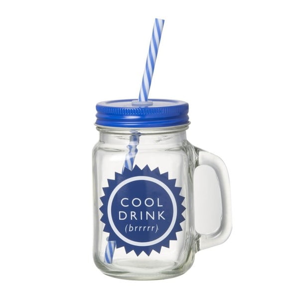 Niebieska szklanka ze słomką Parlane Jar