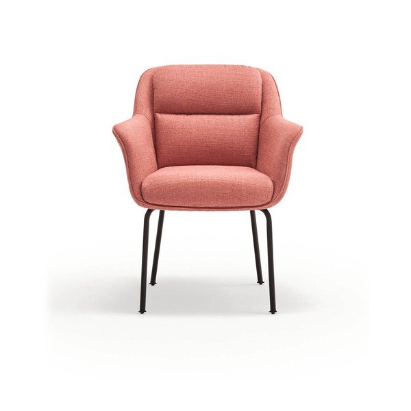 Różowy tapicerowany fotel jadalniany z podłokietnikami Sadira – Teulat-image-2