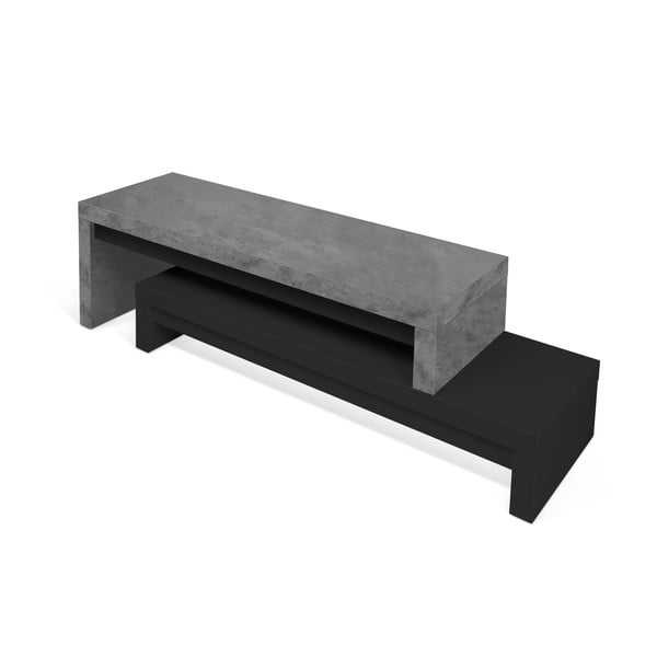 Podwójna czarna szafka pod TV z dekorem betonu TemaHome Cliff, 125x20 cm-image-3