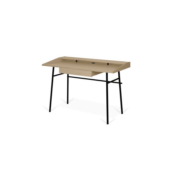 Biurko z blatem z dębu i czarnymi nóżkami TemaHome Ply-image-3