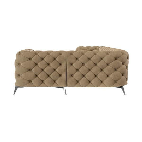 Jasnobrązowy aksamitny narożnik (prawostronny/w kształcie litery L) Chelsea – Ropez-image-2