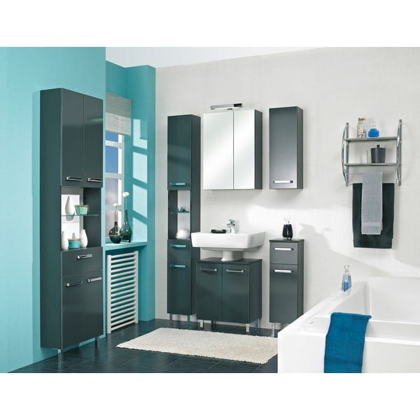 Ciemnoszara wisząca szafka łazienkowa z lustrem 50x70 cm Set 311 – Pelipal-image-1