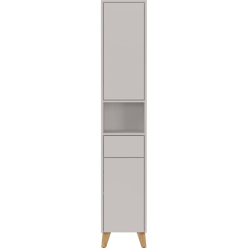 Kremowa wysoka szafka łazienkowa z matowym wykończeniem 33x181 cm Arnea – Germania (zdjęcie 3)