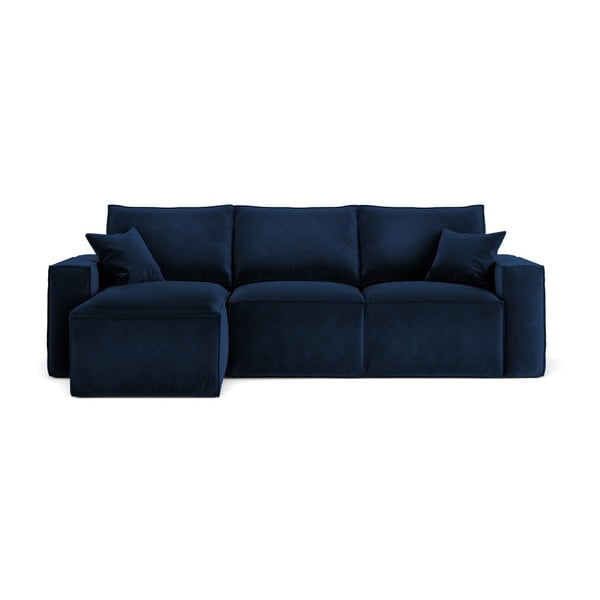 Ciemnoniebieska narożna sofa Cosmopolitan Design Florida, lewostronna
