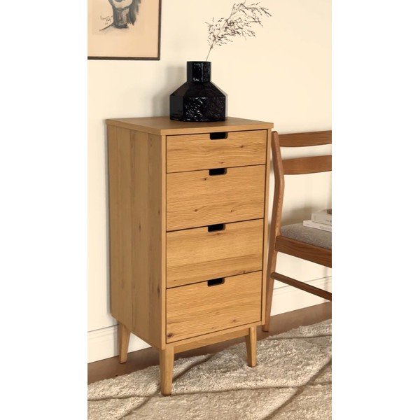 Komoda z litego drewna dębowego w naturalnym kolorze 45x92x38 cm Garrison – Rowico-image-1