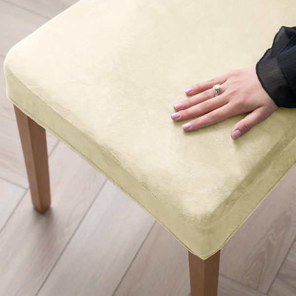 Kremowe elastyczne pokrowce na krzesło zestaw 4 szt. 48 cm Sento – Restilo-image-1