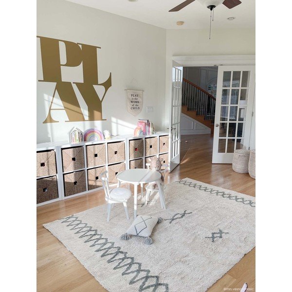 Niebiesko-kremowy bawełniany dywan tkany ręcznie odpowiedni do prania 170x240 cm Atlas Natural – Lorena Canals-image-3