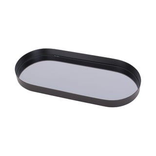 Czarna taca z lustrem dymionym PT LIVING Oval, szer. 18 cm